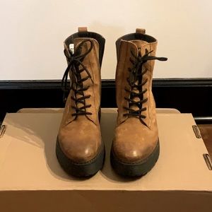 Leather lace up combat boot